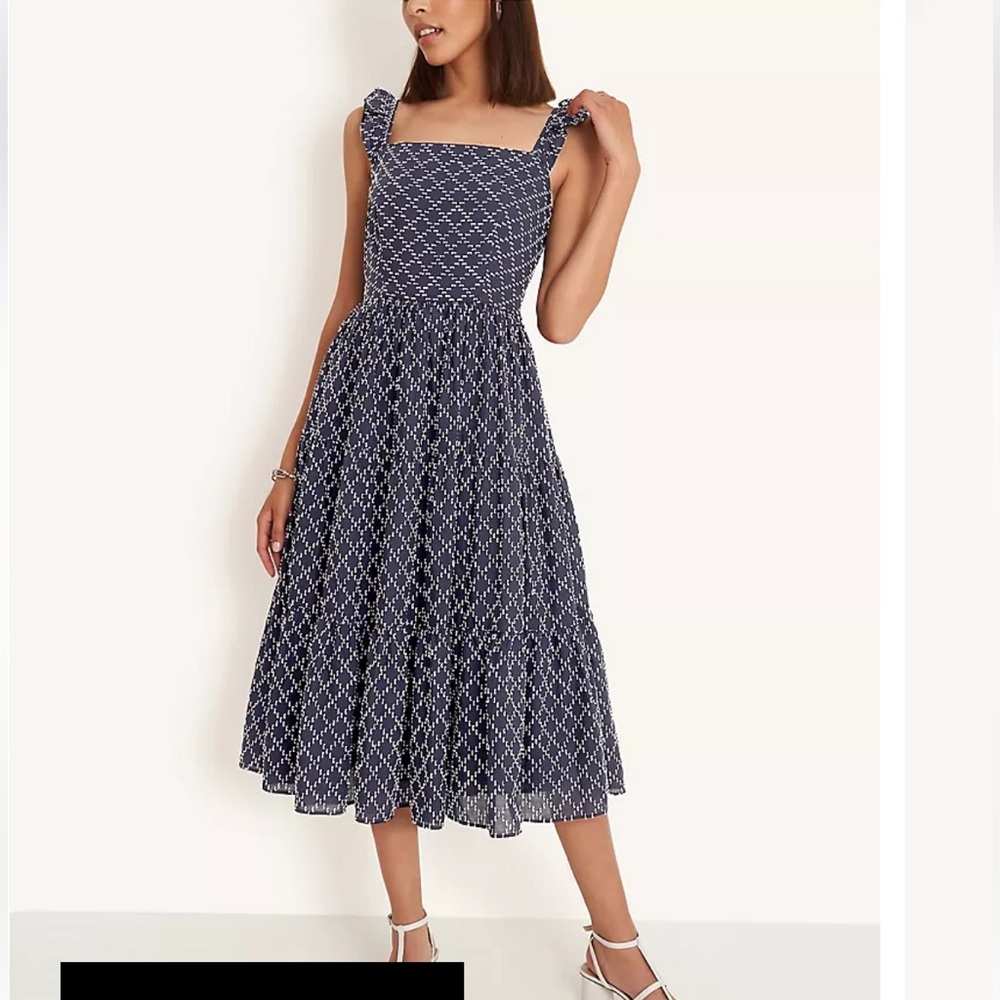 Ann Taylor Lattice Ruffle Tiered Midi Dress